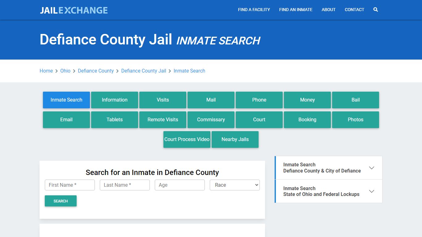 Defiance County Jail, OH Inmate Search: Roster & Mugshots