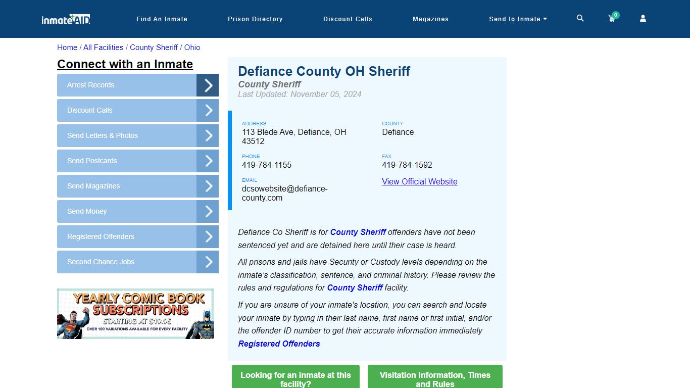 Defiance County OH Sheriff & Arrest Search - InmateAid