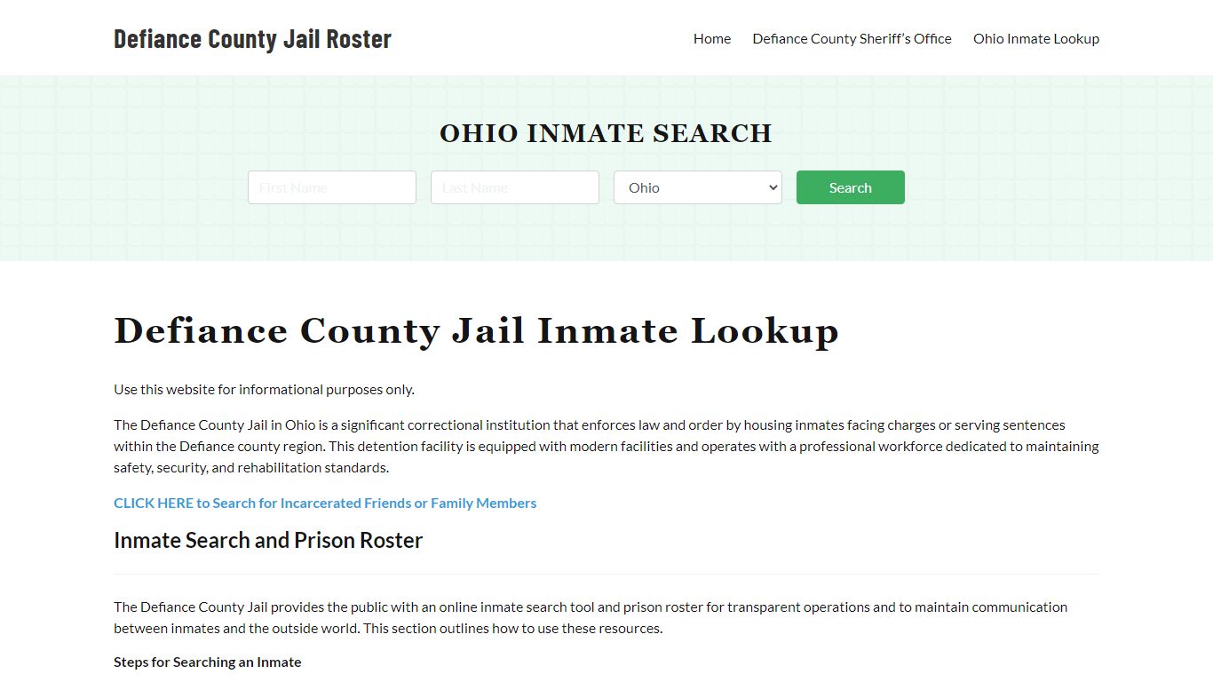 Defiance County Jail Roster Lookup, OH, Inmate Search